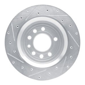 Saab 9-3 Brake Rotor (1) - Rear Right - R1 Concepts - Drilled & Slotted - Silver - `08-`11